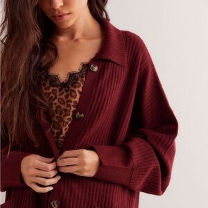 Free People Deep Burgundy Cardigan
